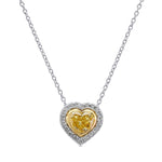 Fancy Intense Yellow Heart Diamond Halo Pendant
