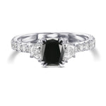 Fancy Black Cushion & Trapezoid Diamond Side-Stone Ring