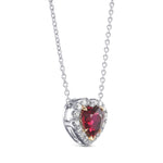 Ruby Heart & Colorless Round Diamond Halo Pendant