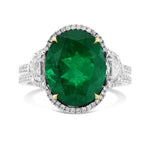 Anello Muzo Emerald e Cadillac Diamond a tre pietre con pavé