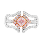 Very Light Pink Cushion Diamond Halo Ring