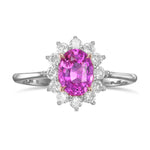 Pink Oval Sapphire & Diamond Halo Ring