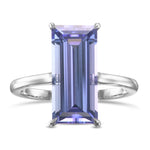 Violet Tanzanite Baguette Solitaire Ring