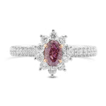 Fancy Intense Purplish Pink Oval Halo Diamond Ring