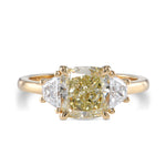Fancy Yellowish Green Cushion Diamond Wedding Ring Set