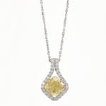 Fancy Light Yellow Cushion Drop Diamond Pendant