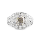 Fancy Light Gray Cushion & Colorless Heart Diamond Halo Ring