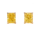 Fancy Intense Yellow Radiant Diamond Stud Earrings