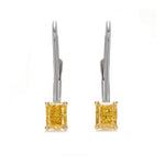 Fancy Intense Yellow Radiant Diamond Drop Earrings