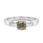 Cushion Chameleon Half-Bezel Accented Solitaire Diamond Ring