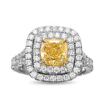Fancy Intense Yellow Cushion Halo Diamond Ring