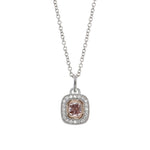 Fancy Brownish Pink Cushion Halo Diamond Pendant