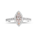 Faint Pink Marquise Halo Diamond Ring