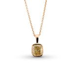Cushion Fancy Brownish Yellow Solitaire Diamond Pendant