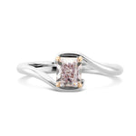 Fancy Light Pinkish Purple Radiant Diamond Cross-Over Solitaire Ring