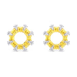 Orecchini con diamanti Fancy Intense Yellow taglio Asscher e a pera.