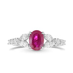 Oval Ruby and Diamond Side-stone Ring