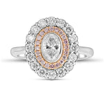 Oval Scalloped Halo Diamond Ring