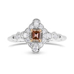 Fancy Brown Pink Emerald Vintage Diamond Ring