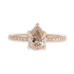 Light Brown Pear Side Stone Diamond Ring