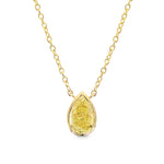 Fancy Yellow Pear Diamond Bezel Solitaire Pendant