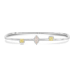 Fancy Yellow Radiant and Light Pink Marquise Diamond Bangle
