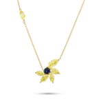 Yellow diamond Marquise and Round Blue Sapphire Pendant