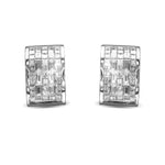 Princess and Baguette Colorless Diamond Hoop Earrings