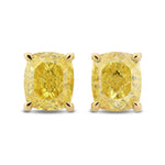 Fancy Intense Yellow Cushion Diamond Stud Earrings
