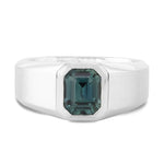 Classic Solitaire Green Sapphire Men's Ring
