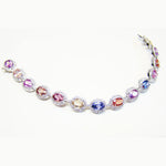 Multicolor Sapphire Oval Shape and Diamond Halo Bracelet