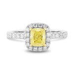 Fancy Intense Yellow Cushion Diamond Halo Ring
