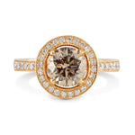Fancy Dark Pinkish Brown Diamond Halo Engagement Ring