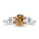 Fancy Brown Round Brilliant Three Stone Ring