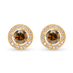 Fancy Brown Diamond Halo Earrings