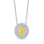 Fancy Vivid Yellow Oval Diamond Double Halo Pendant