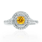 Fancy Vivid Yellow Double Halo Ring