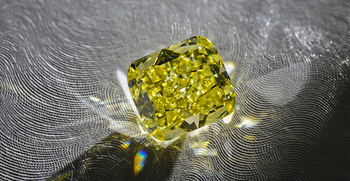 8.88 carat, Fancy Intense Yellow Diamond, Cushion Shape, VS1 Clarity, GIA