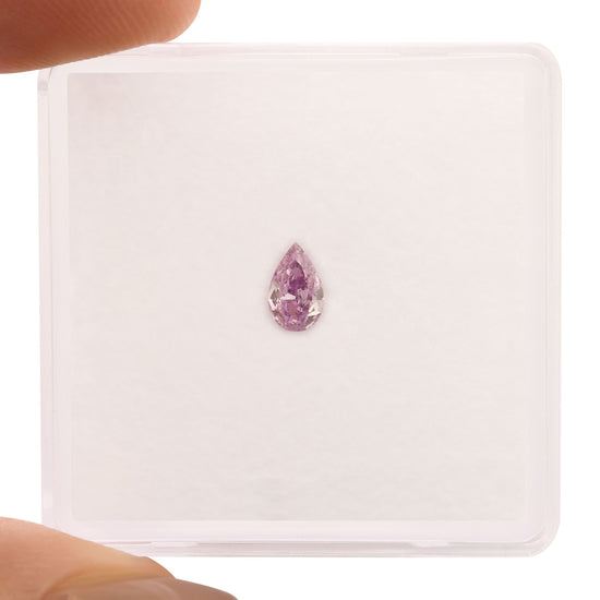 0.14 Carat Fancy Intense Pinkish Purple Pear Diamond (VS2) GIA