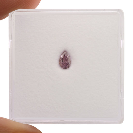 0.16 Carat Fancy Intense Purple Pink Pear Diamond SI2 GIA