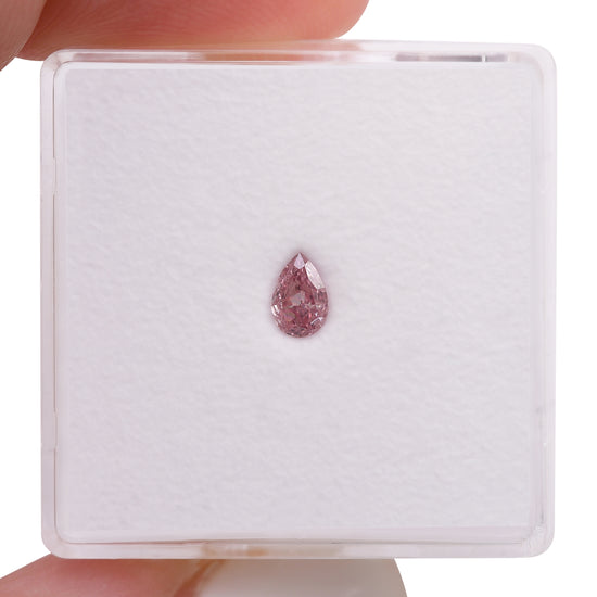 0.17 Carat Fancy Intense Purplish Pink Pear Diamond SI1 GIA
