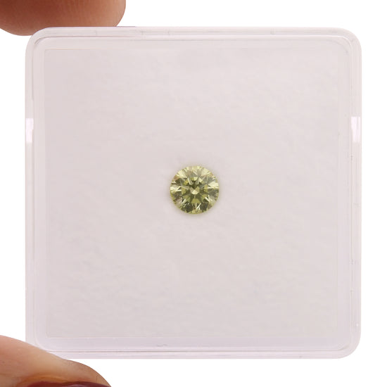 0.26 Carat Fancy Yellow Green Round Diamond SI2 GIA