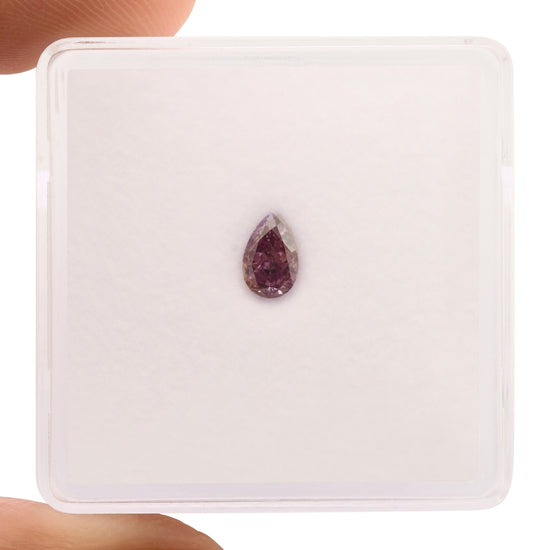 0.30 Carat Fancy Deep Purplish Pink Pear Diamond VS2 GIA