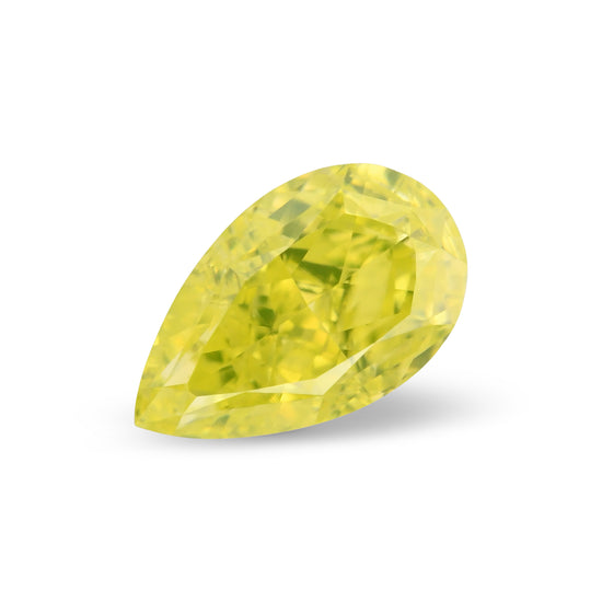 0.32 Carat Fancy Vivid Green Yellow Pear Diamond VS2 GIA