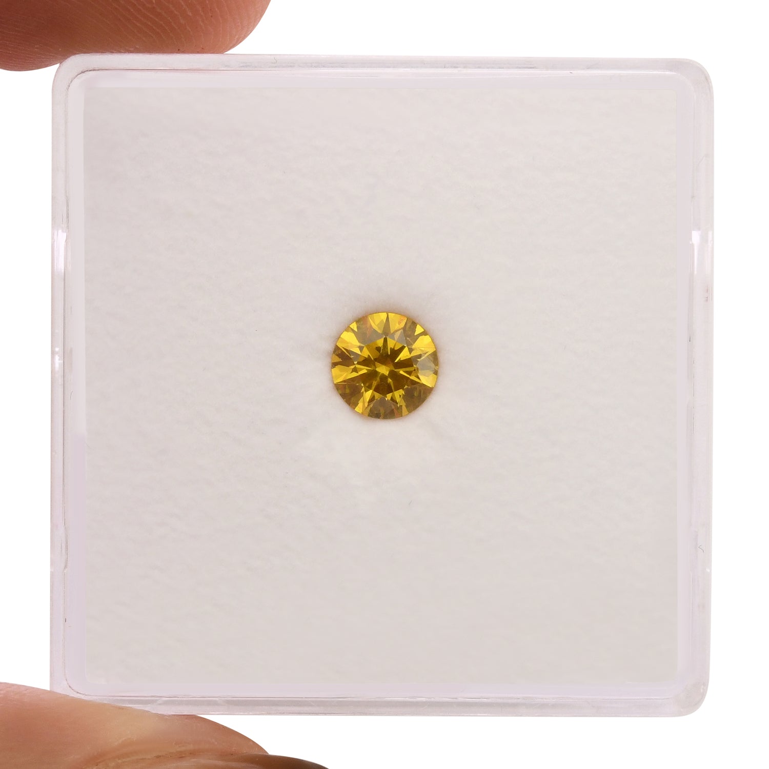 0.33 Carat Fancy Intense Orange Yellow Round Diamond VVS2 GIA