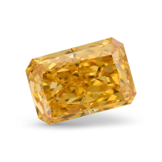 ألماسة Radiant بوزن 0.33 قيراط، لون Fancy Vivid Orange Yellow، درجة نقاء VVS2، GIA