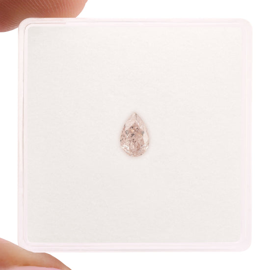 0.34 Carat Fancy Light Orangy Pink Pear Diamond VS2 GIA