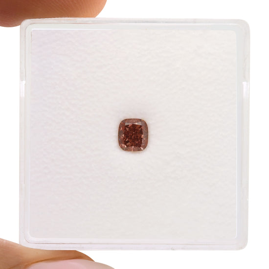 0.36 Carat Fancy Deep Brown Pink Cushion Diamond VVS2 GIA