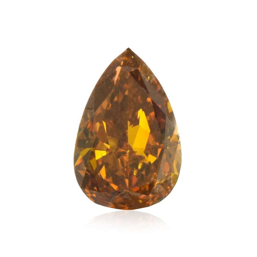 0.38 Carat Fancy Deep Brownish Yellowish Orange Pear Diamond SI2 GIA