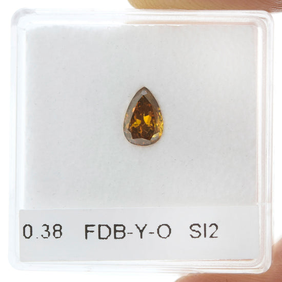 0.38 Carat Fancy Deep Brownish Yellowish Orange Pear Diamond SI2 GIA